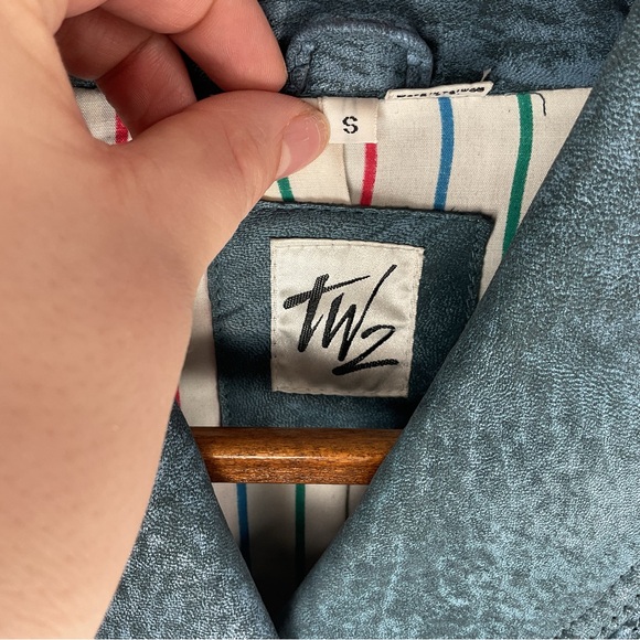 Vintage 90s TWZ Jacket & Pant set lamb Leather and Denim - Picture 8 of 10